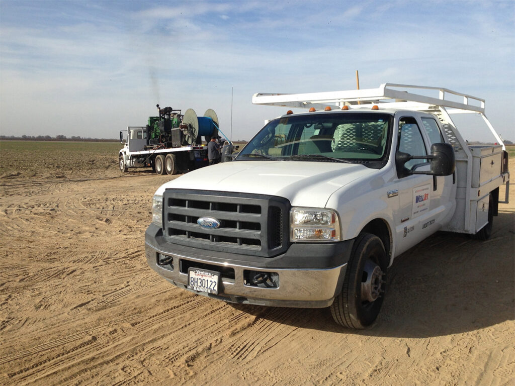 Closer view of WellJet trucks in Central Valley.