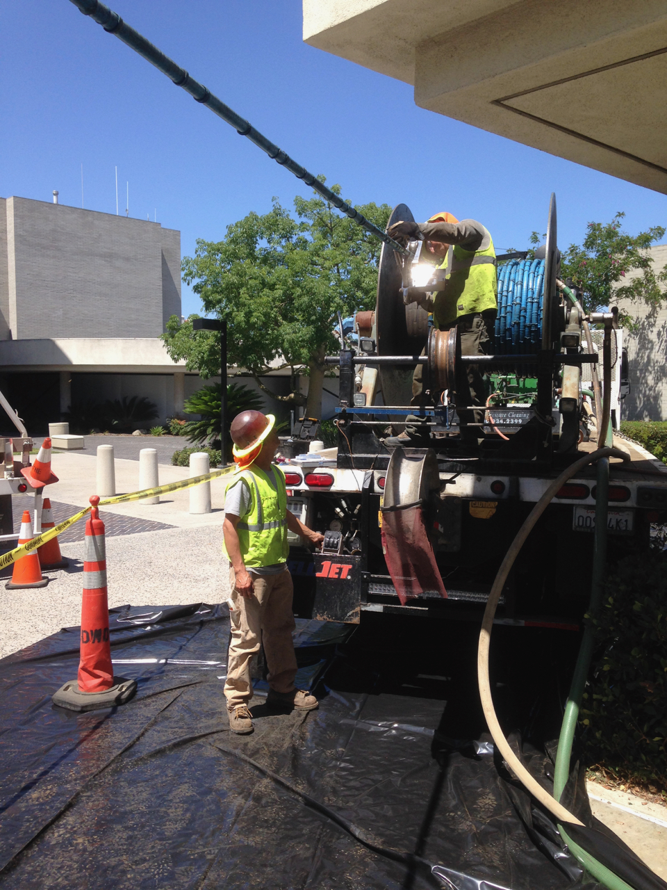 High-pressure hose on WellJet truck.