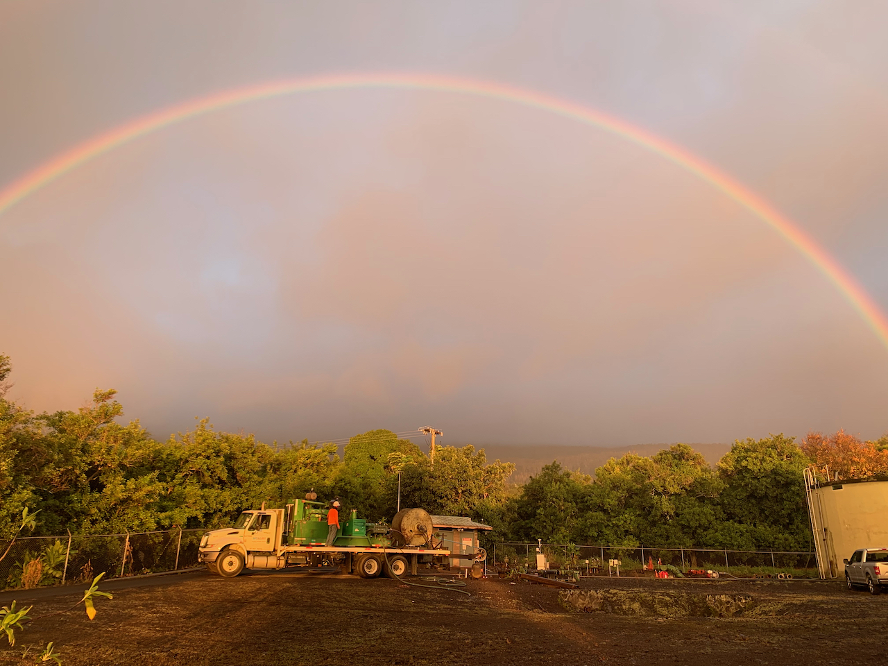 WellJet truck with rainbow in Hawaii.